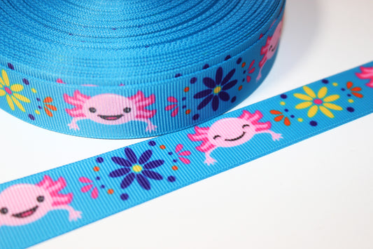 Axolotl Faces Ribbon - 1 INCH